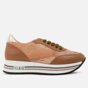 Scarpe Donna 1A Classe Alviero Martini Sneakers in Pelle Marrone linea New Geo Crossing P941