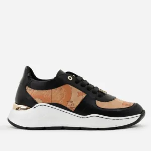Scarpe Donna 1A Classe Alviero Martini Sneakers in Pelle Nera con Inserti Geo Classic 0101