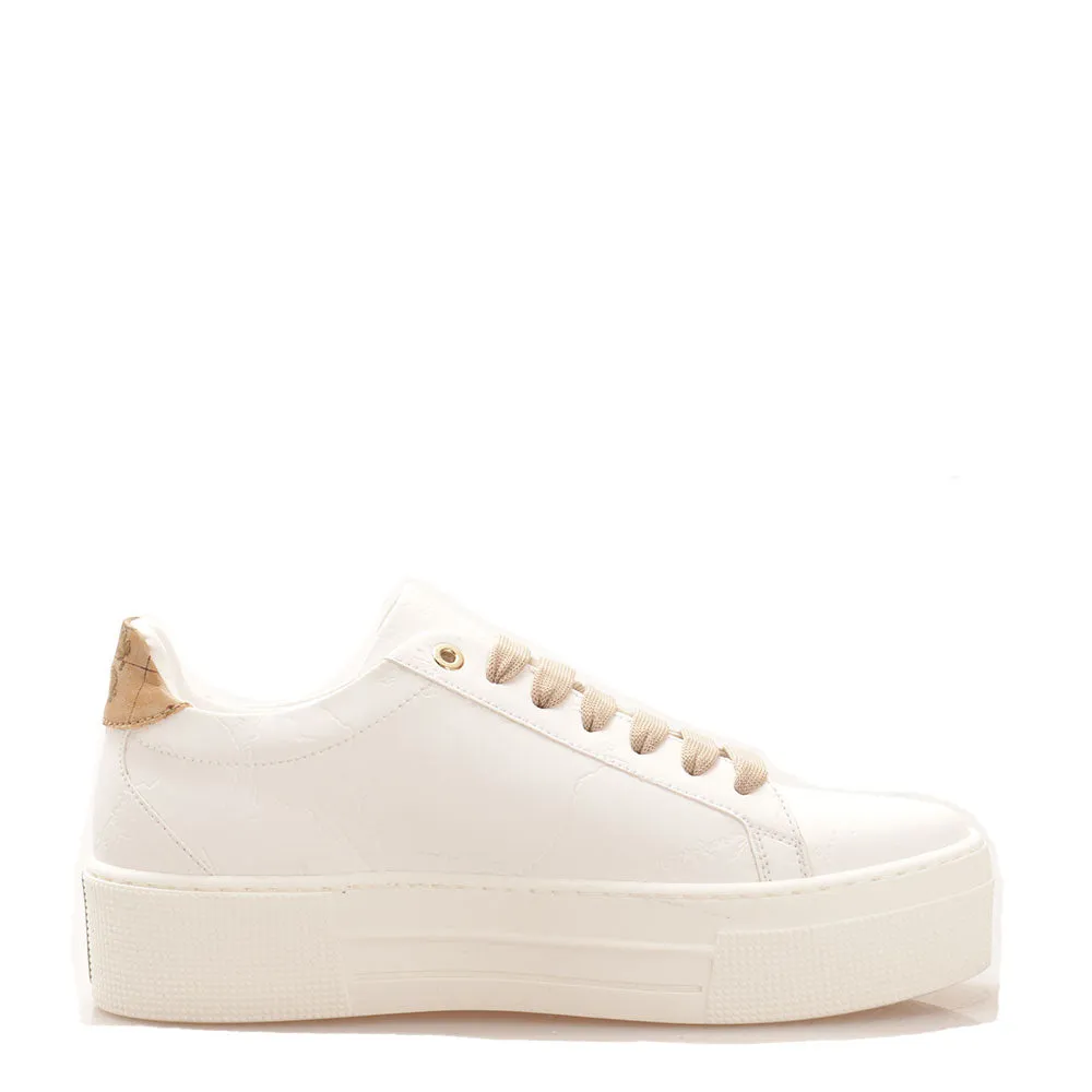 Scarpe Donna 1A Classe Alviero Martini Sneakers linea Dolomite Map in Tessuto Gommato Bianco 0440