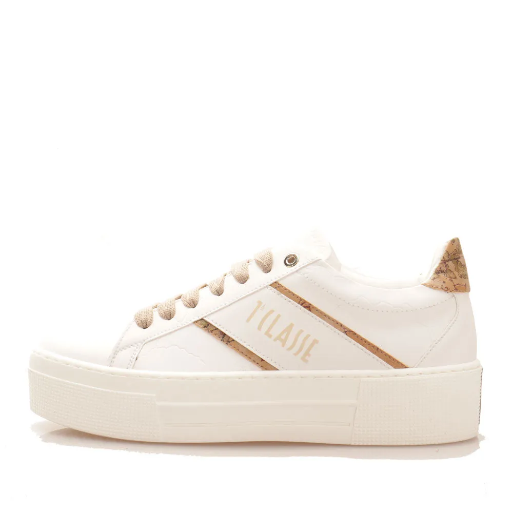 Scarpe Donna 1A Classe Alviero Martini Sneakers linea Dolomite Map in Tessuto Gommato Bianco 0440