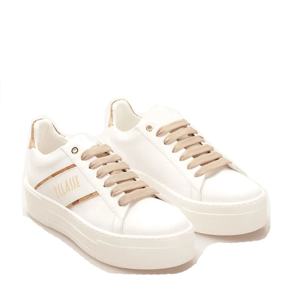 Scarpe Donna 1A Classe Alviero Martini Sneakers linea Dolomite Map in Tessuto Gommato Bianco 0440