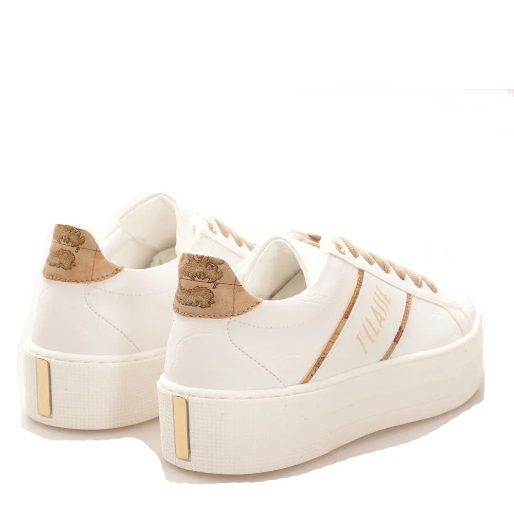 Scarpe Donna 1A Classe Alviero Martini Sneakers linea Dolomite Map in Tessuto Gommato Bianco 0440