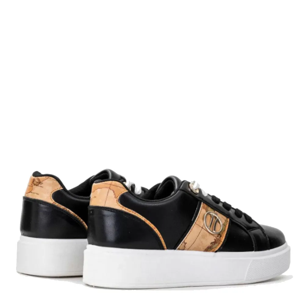 Scarpe Donna 1A Classe Alviero Martini Sneakers Nere con Logo 1C Oro 0393