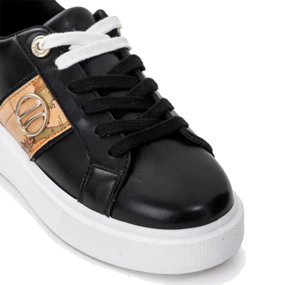 Scarpe Donna 1A Classe Alviero Martini Sneakers Nere con Logo 1C Oro 0393