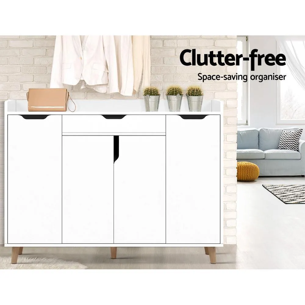 Shoe Cabinet Shoes Storage Rack 120cm Organiser White Drawer Cupboard