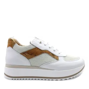 Sneakers Donna 1A Classe Alviero Martini in Tessuto e Pelle Bianco con Dettaglio Geo Classic 0926