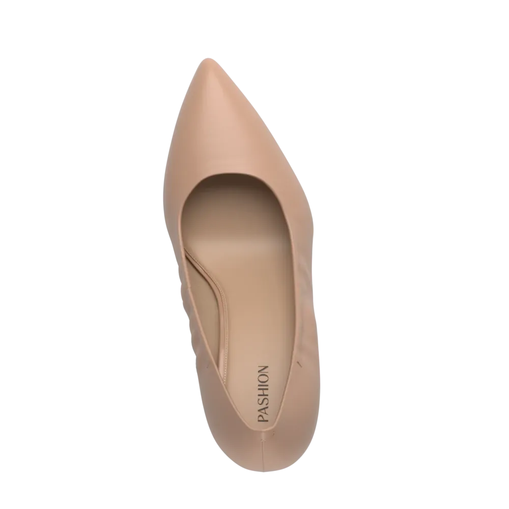 The Pump Wide Width - Latte Stretch Leather 4 Stiletto