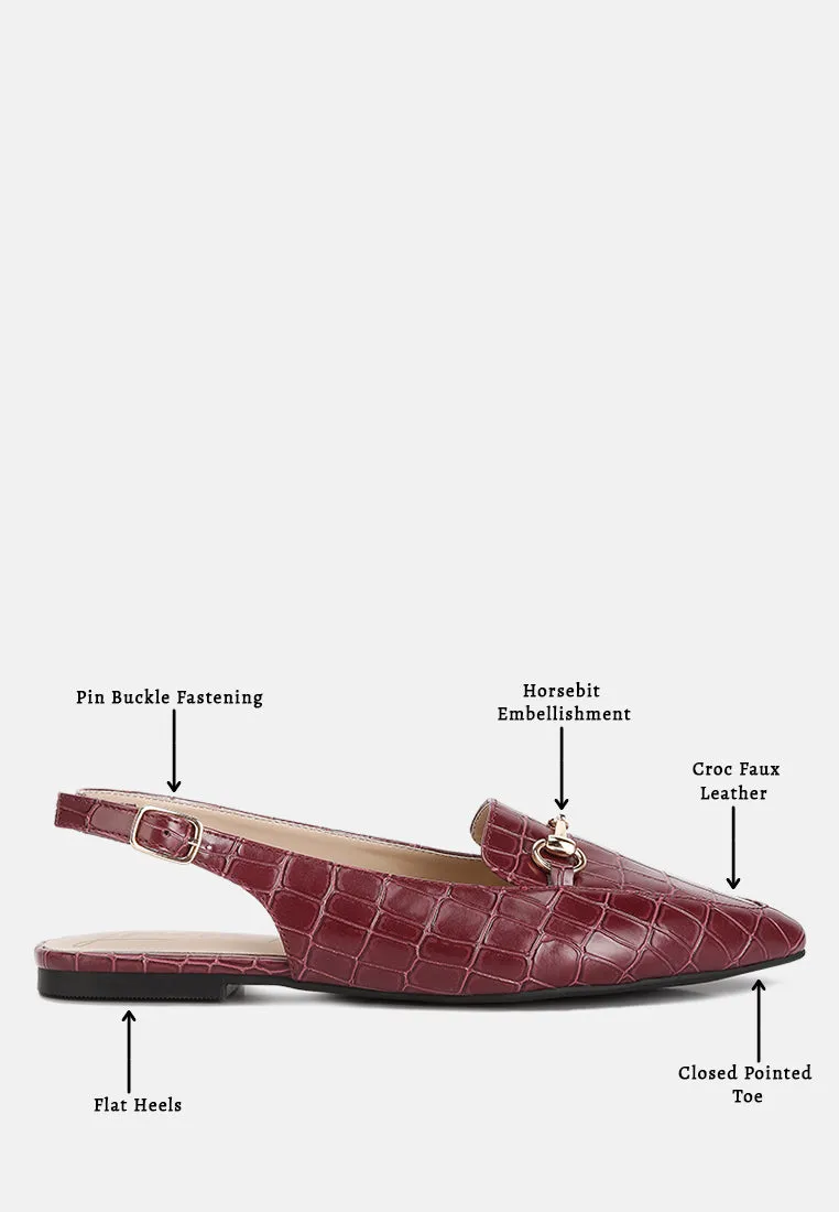 Trempe Croc Slingback Flat Sandals