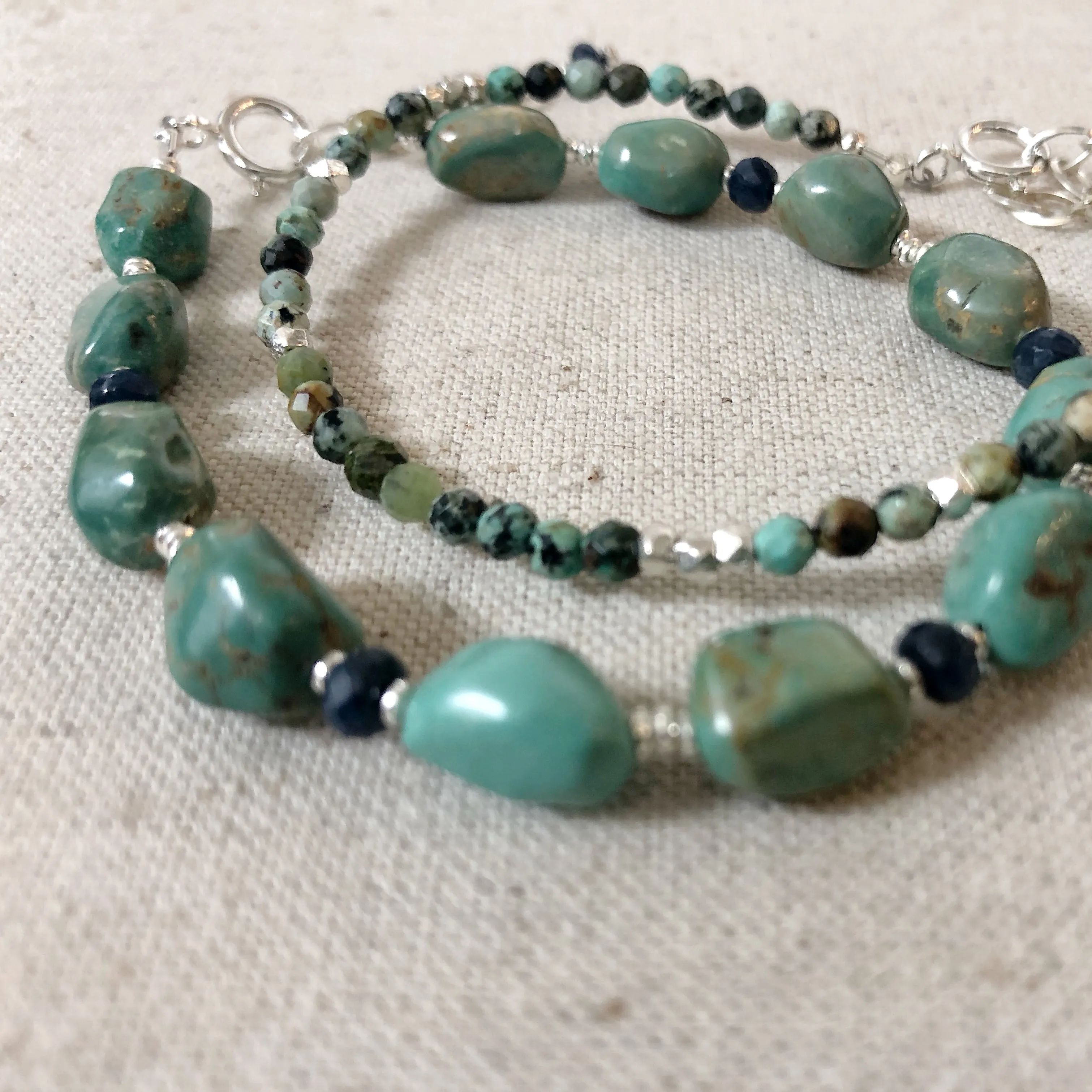 Tumbled Turquoise Bracelet with Sapphire