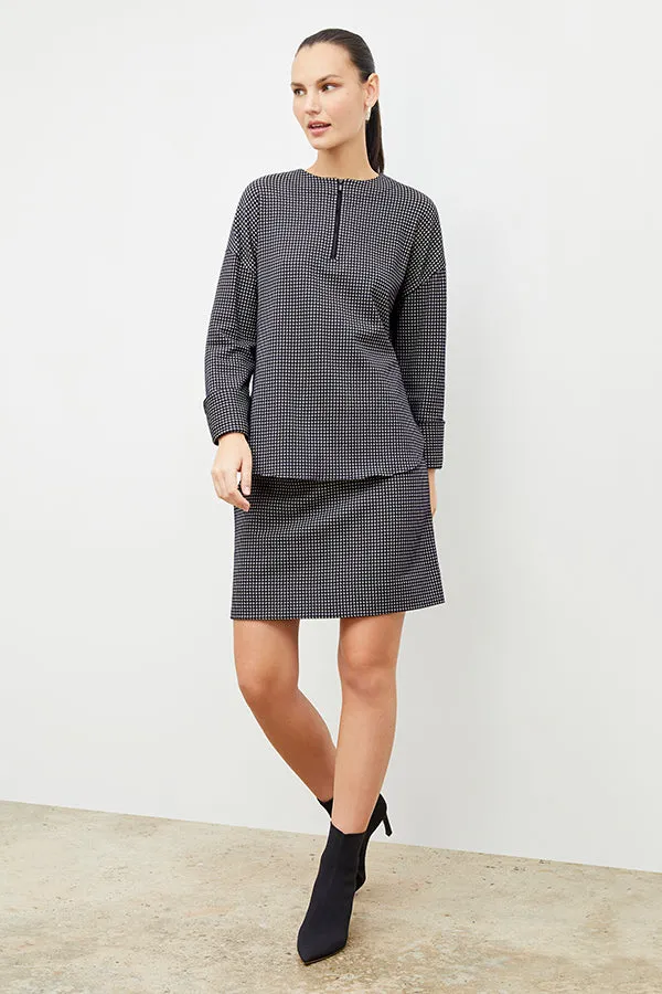 Whitney Skirt - Stretch Houndstooth :: Black / White