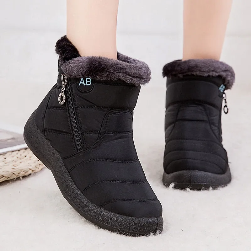 Women Waterproof Snow Shoes Lightweight Ankle Warm Winter Boots