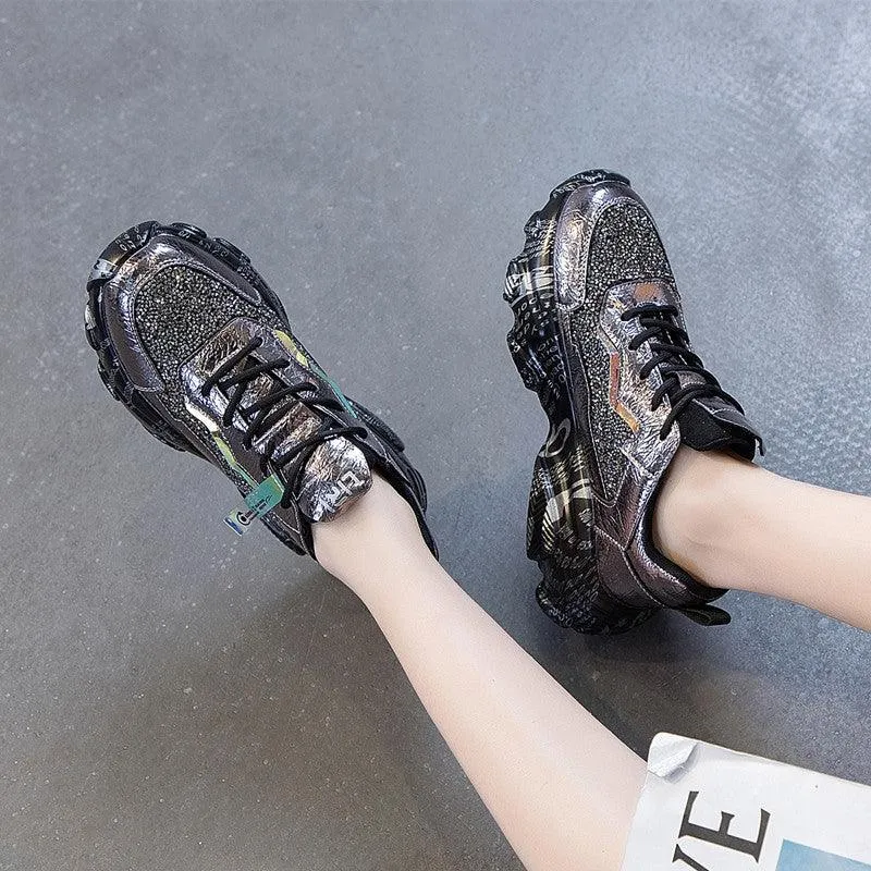 Women’s Fashion Platform Sneakers - High-Heel Casual Shoes